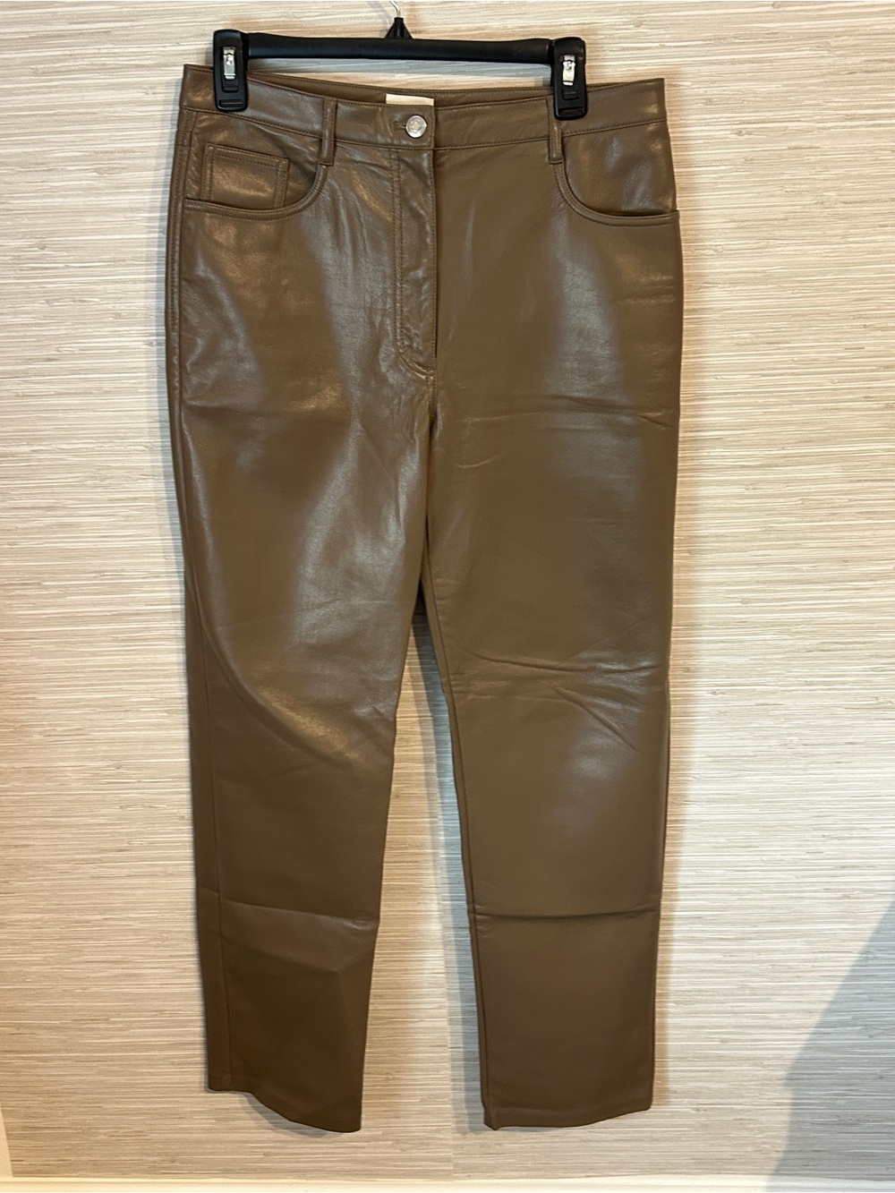 Wilfred Aritzia Melina Pants Faux Leather Light Brown Pants Size 10 Style 81518